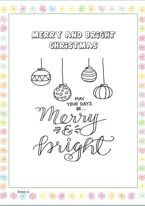 Free Printable Merry and Bright Christmas Coloring Page for Kids