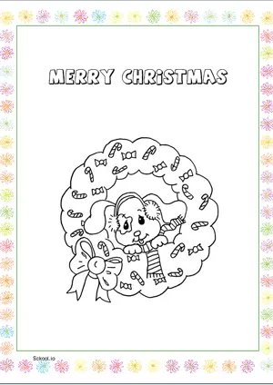 Free Printable Merry Christmas Coloring Pages Puppy for Kids