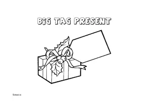 Free Printable Big Tag Present Coloring Page for Kids