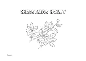 Free Printable Christmas Holly Coloring Pages for Kids