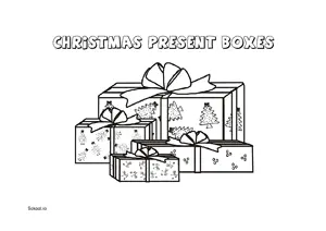 Free Printable Christmas Present Boxes Coloring Page for Kids