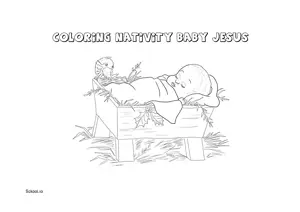 Free Printable Coloring Nativity Baby Jesus for Kids