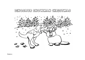 Free Printable Dinosaur Snowman Christmas Coloring Page for Kids