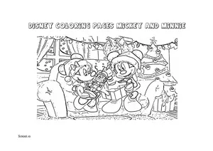 Free Printable Disney Coloring Pages Mickey and Minnie Christmas for Kids