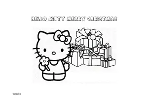 Free Printable Hello Kitty Merry Christmas Coloring Pages for Kids