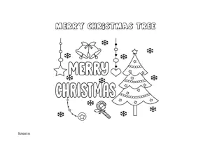 Free Printable Merry Christmas Tree Coloring Page for Kids