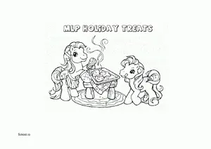 Free Printable MLP Holiday Treats Coloring Page for Kids