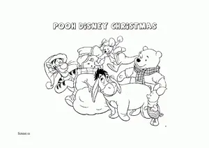 Free Printable Pooh Disney Christmas Coloring Pages for Kids