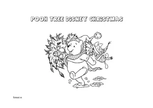 Free Printable Pooh Tree Disney Christmas Coloring Pages for Kids