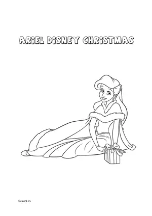 Free Printable Ariel Disney Christmas Coloring Pages for Kids