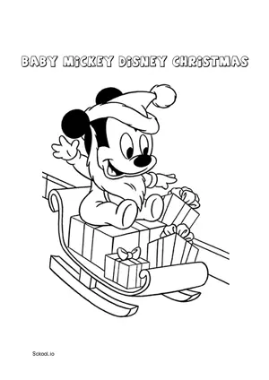 Free Printable Baby Mickey Disney Christmas Coloring Pages for Kids