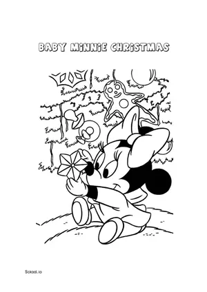 Free Printable Baby Minnie Christmas Coloring Page for Kids