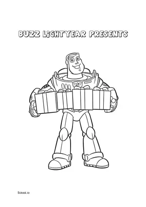 Free Printable Buzz Lightyear Presents Coloring Page for Kids