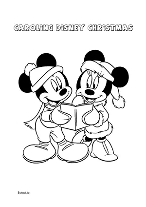 Free Printable Caroling Disney Christmas Coloring Pages for Kids