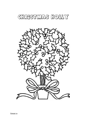 Free Printable Christmas Holly Coloring Pages for Kids 1