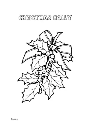 Free Printable Christmas Holly Coloring Pages for Kids 2