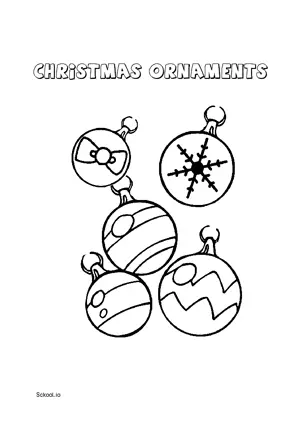 Free Printable Christmas Ornaments Coloring Page for Kids