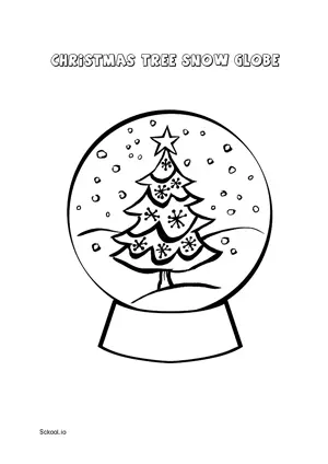 Free Printable Christmas Tree Snow Globe Coloring Page for Kids