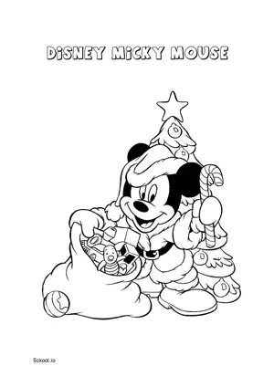 Free Printable Disney Micky Mouse Christmas Coloring Pages for Kids