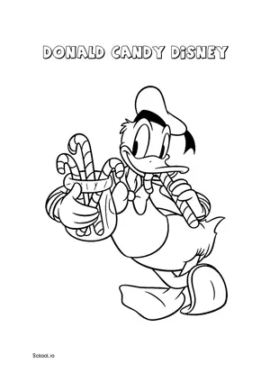 Free Printable Donald Candy Disney Christmas Coloring Pages for Kids