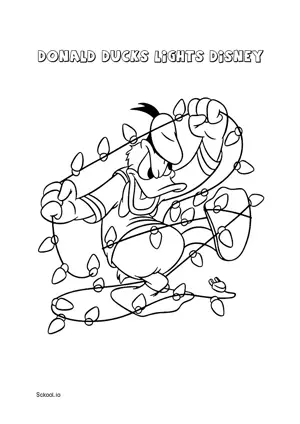 Free Printable Donald Ducks Lights Disney Christmas Coloring Pages for Kids