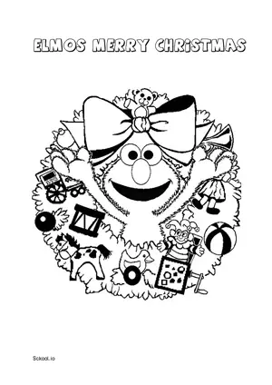 Free Printable Elmos Merry Christmas Coloring Page for Kids