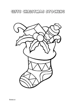 Free Printable Gifts Christmas Stocking Coloring Pages for Kids