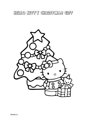 Free Printable Hello Kitty Christmas Gift Coloring Pages for Kids 2