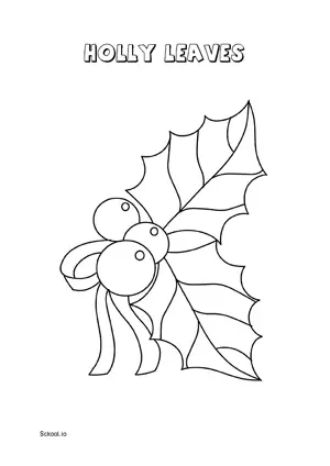 Free Printable Holly Leaves Coloring Pages for Kids