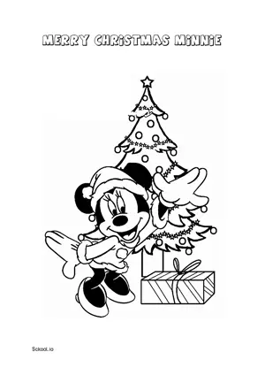 Free Printable Merry Christmas Minnie Coloring Page for Kids