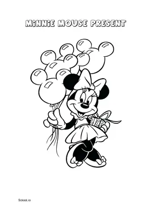 Free Printable Minnie Mouse Present Coloring Page for Kids