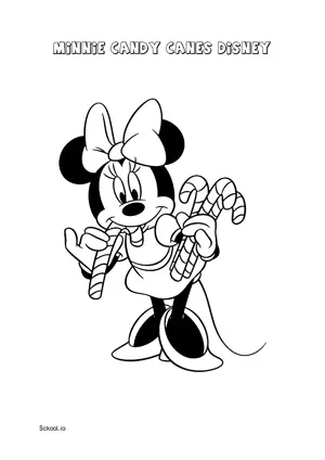 Free Printable Minnie Candy Canes Disney Christmas Coloring Pages for Kids