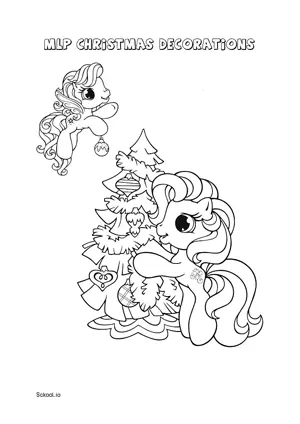 Free Printable MLP Christmas Decorations Coloring Page for Kids