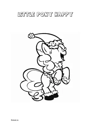 Free Printable Little Pony Happy Christmas Coloring Page for Kids