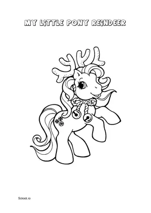 Free Printable My Little Pony Reindeer Christmas Coloring Page for Kids