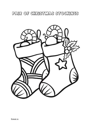 Free Printable Pair of Christmas Stockings Coloring Page for Kids