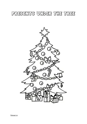 Free Printable Presents under the Tree Coloring Page for Kids