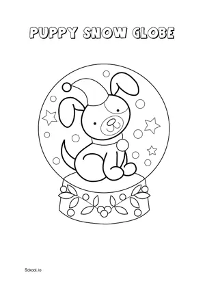 Free Printable Puppy Snow Globe Coloring Page for Kids