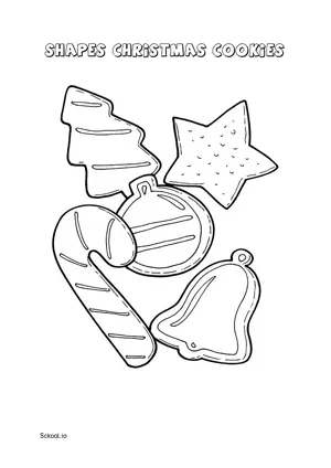 Free Printable Shapes Christmas Cookies Coloring Page for Kids