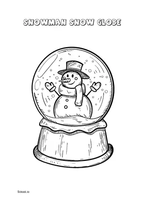 Free Printable Snowman Snow Globe Coloring Page for Kids