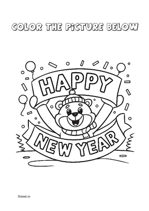 Free Printable New Year Coloring Page for Kids 2