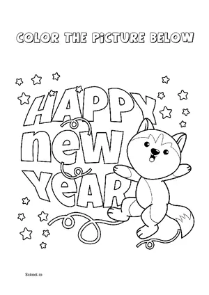 Free Printable New Year Coloring Page for Kids 6