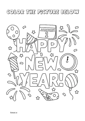 Free Printable New Year Coloring Page for Kids 9