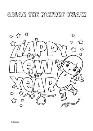 Free Printable New Year Coloring Page for Kids 12