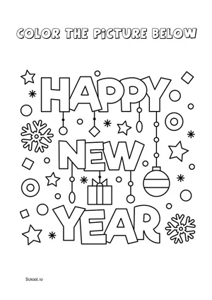 Free Printable New Year Coloring Page for Kids 21