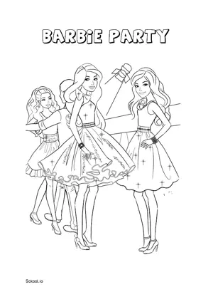 Free Printable Barbie Party Coloring Page for Kids