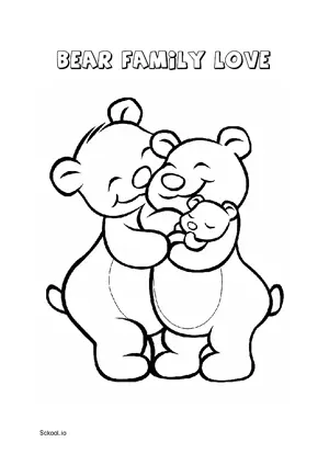 Free Printable Bear Family Love Coloring Page for Kids