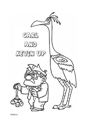 Free Printable Carl and Kevin Up Coloring Page for Kids