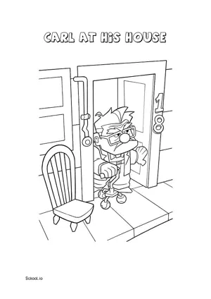 Free Printable Carl at his House Coloring Page for Kids