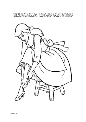 Free Printable Cinderella Glass Slippers Coloring Page for Kids